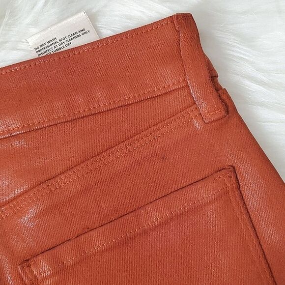L'agence Margot Coated Denim Cropped Skinny Jeans Rust Brown Sz 25 - Picture 9 of 11